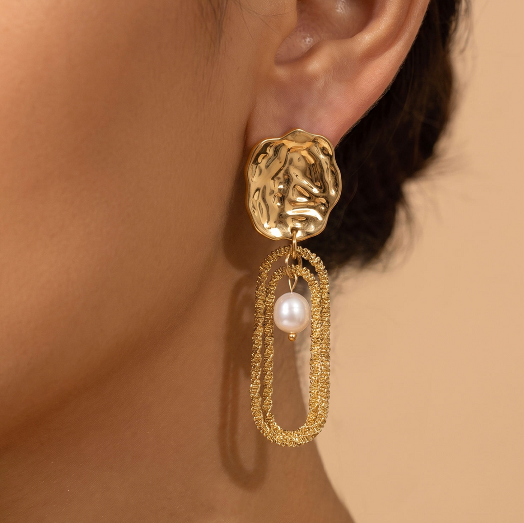 Rosalie Fleur™ Retro Hammered Floral Statement Earrings