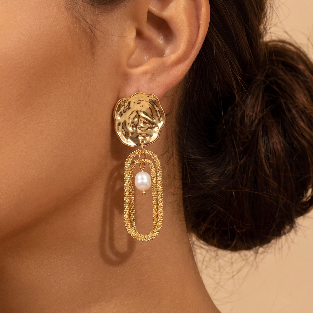 Rosalie Fleur™ Retro Hammered Floral Statement Earrings