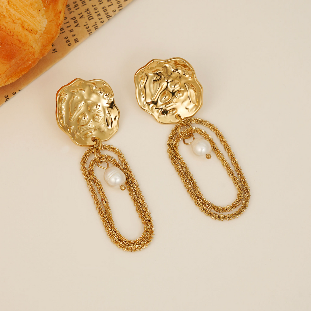 Rosalie Fleur™ Retro Hammered Floral Statement Earrings