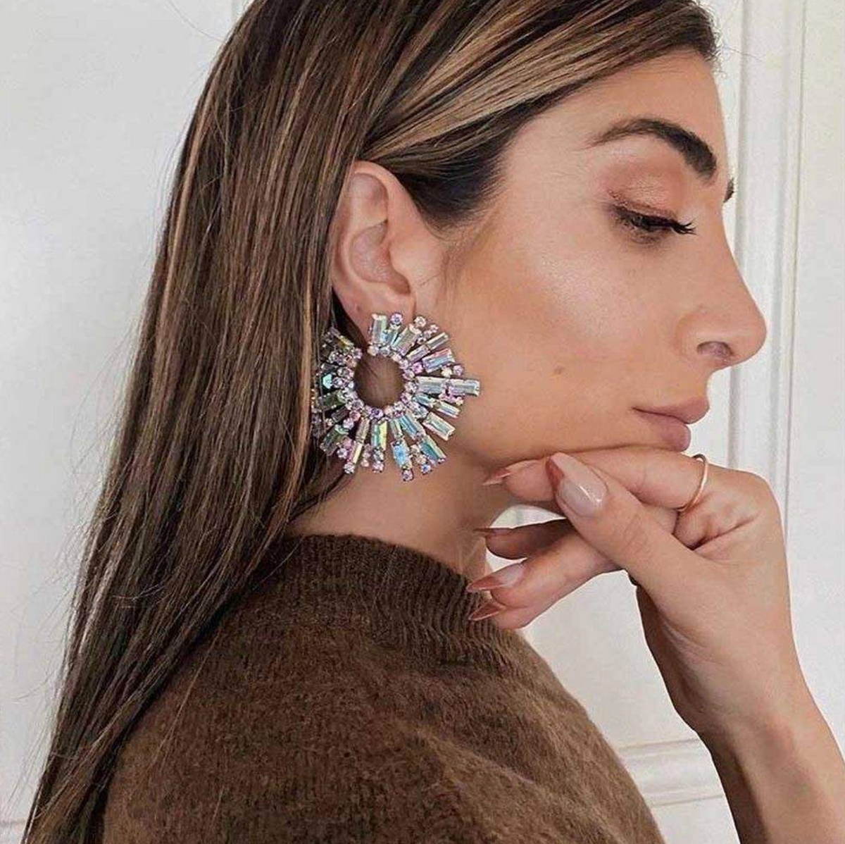 Aurora Éclat™ AB Crystal Oversized Hoop Earrings