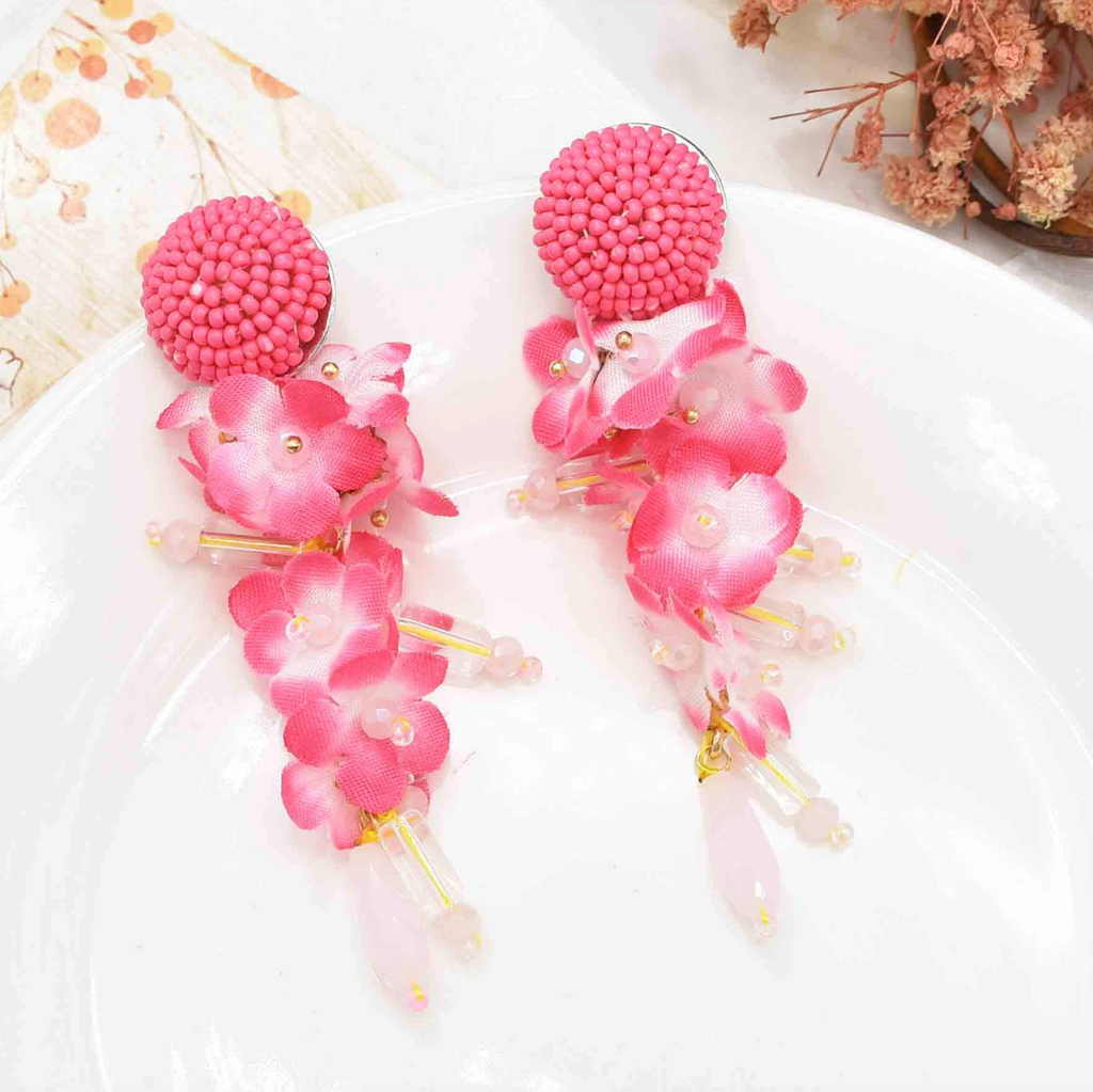 Fleur Boheme™ Long Floral Petal Beaded Earrings