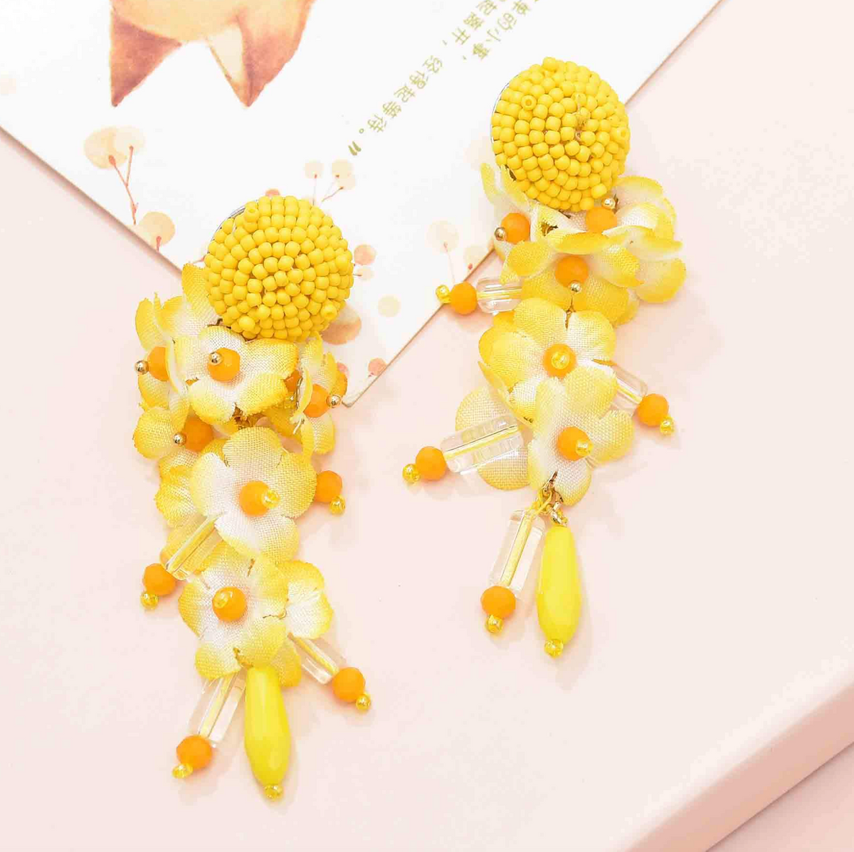 Fleur Boheme™ Long Floral Petal Beaded Earrings