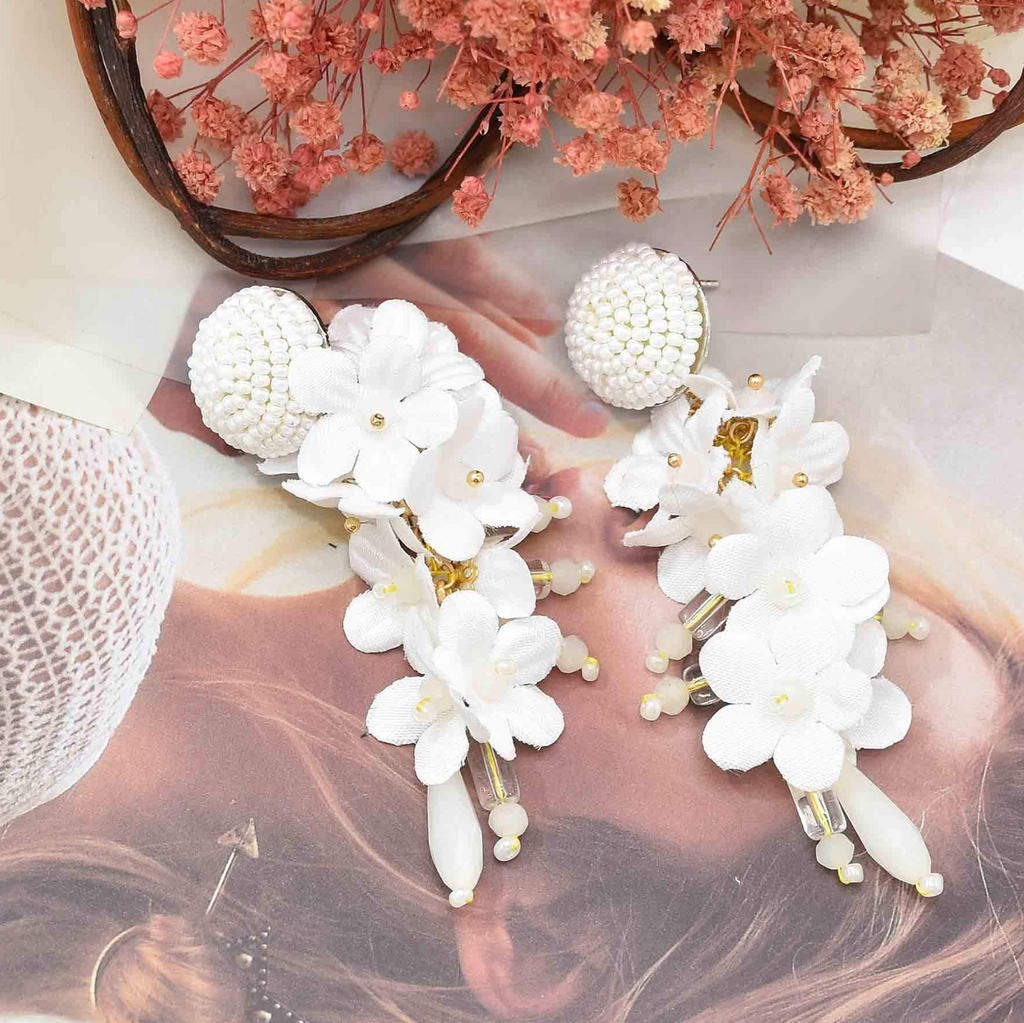Fleur Boheme™ Long Floral Petal Beaded Earrings