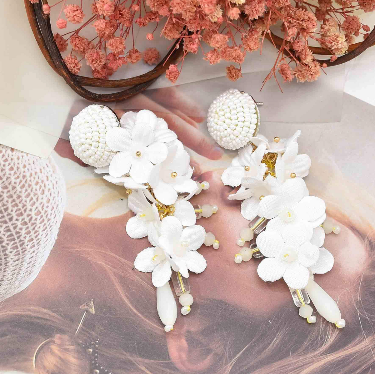 Fleur Boheme™ Long Floral Petal Beaded Earrings